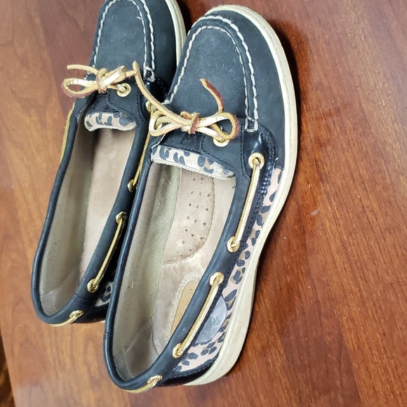 Sperry Top-Sider Black with Leopard print Size:7M - Picture 2 of 8